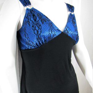2XL Evogues Black & Blue Lace Snakeskin Top